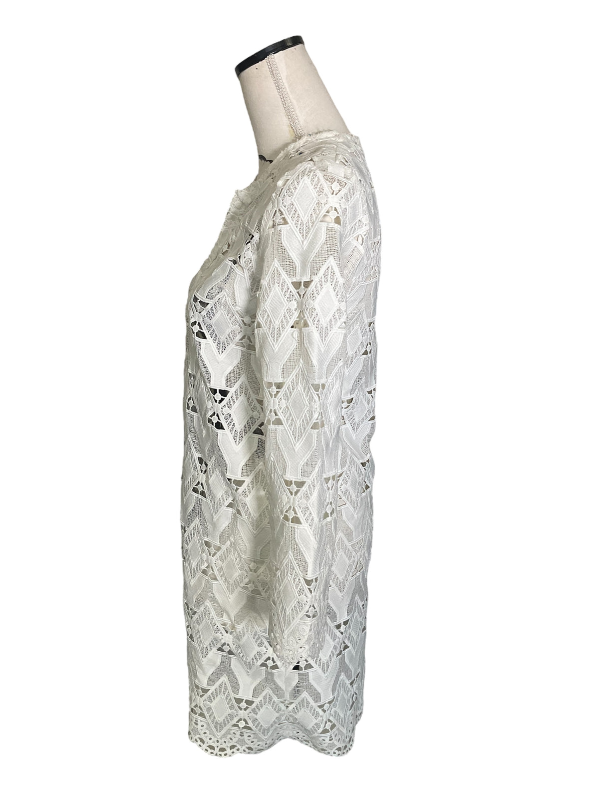 Maje White Embroidered Lace Dress Romantic French Style Modern Ele maje-white-embroidered-lace-dress-romantic-french-style-modern-ele