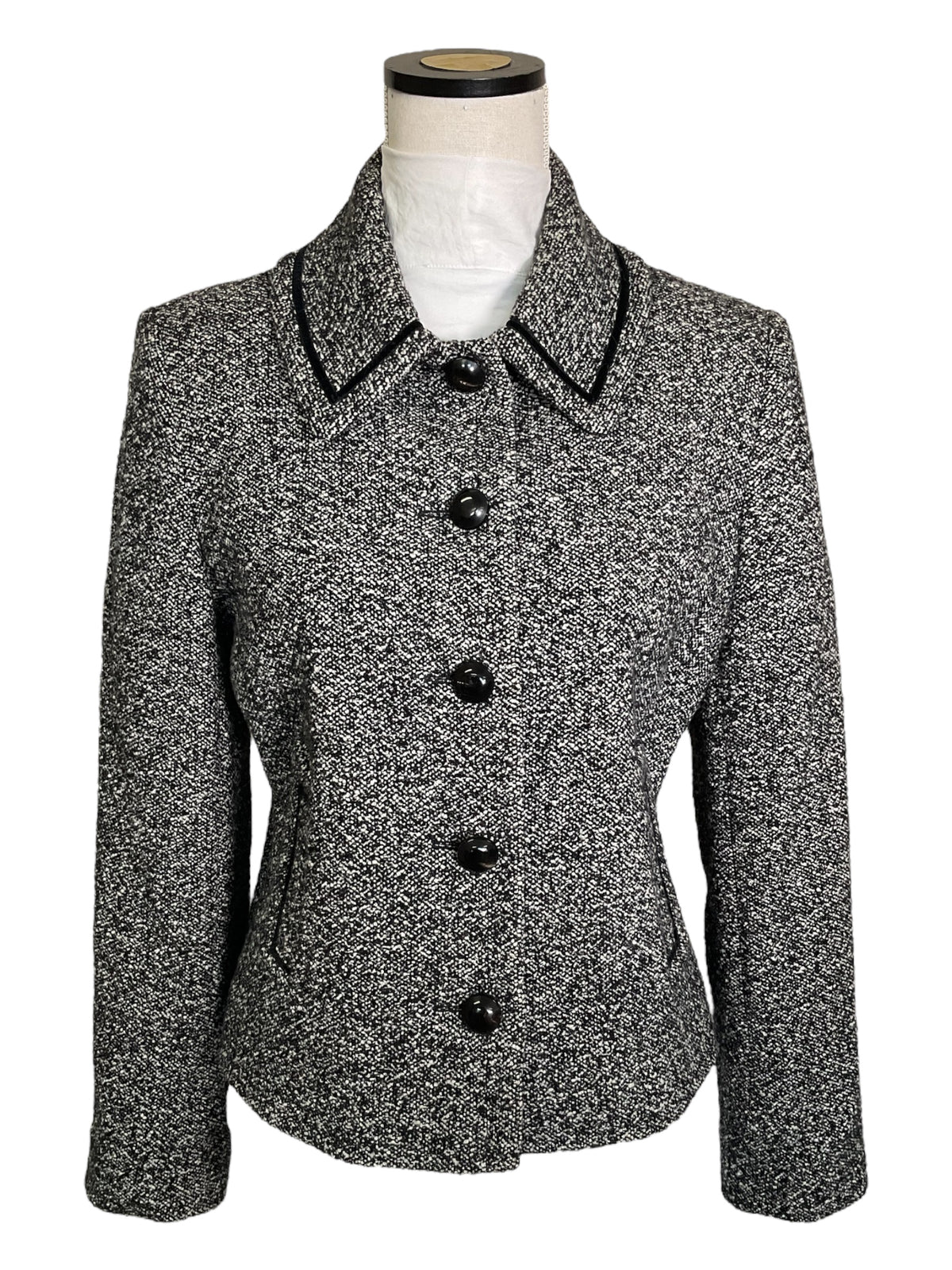 Vintage Louise Kennedy Jacket – 1990s/2000s Black & White Wool