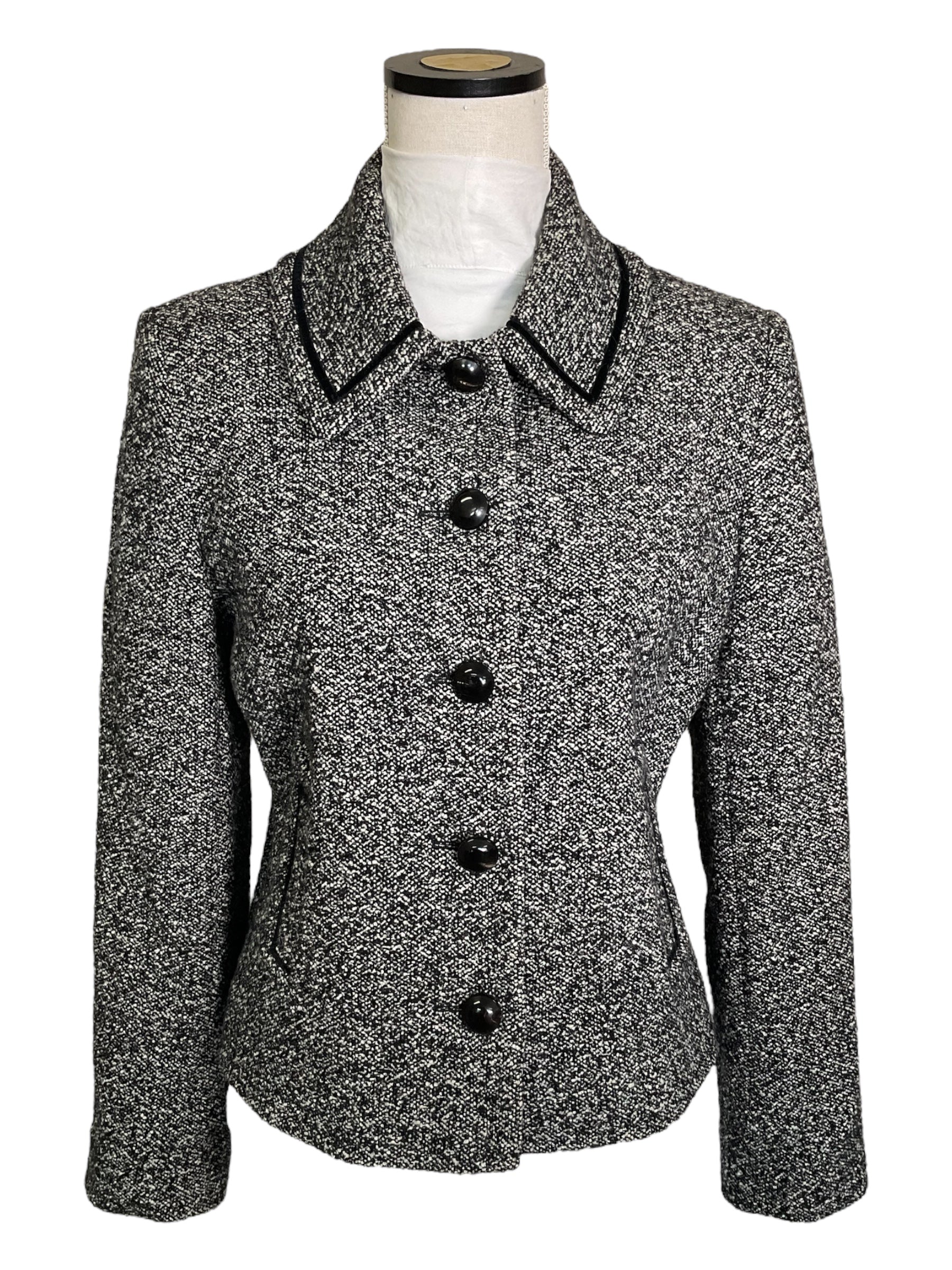 Vintage Louise Kennedy Jacket – 1990s/2000s Black & White Wool