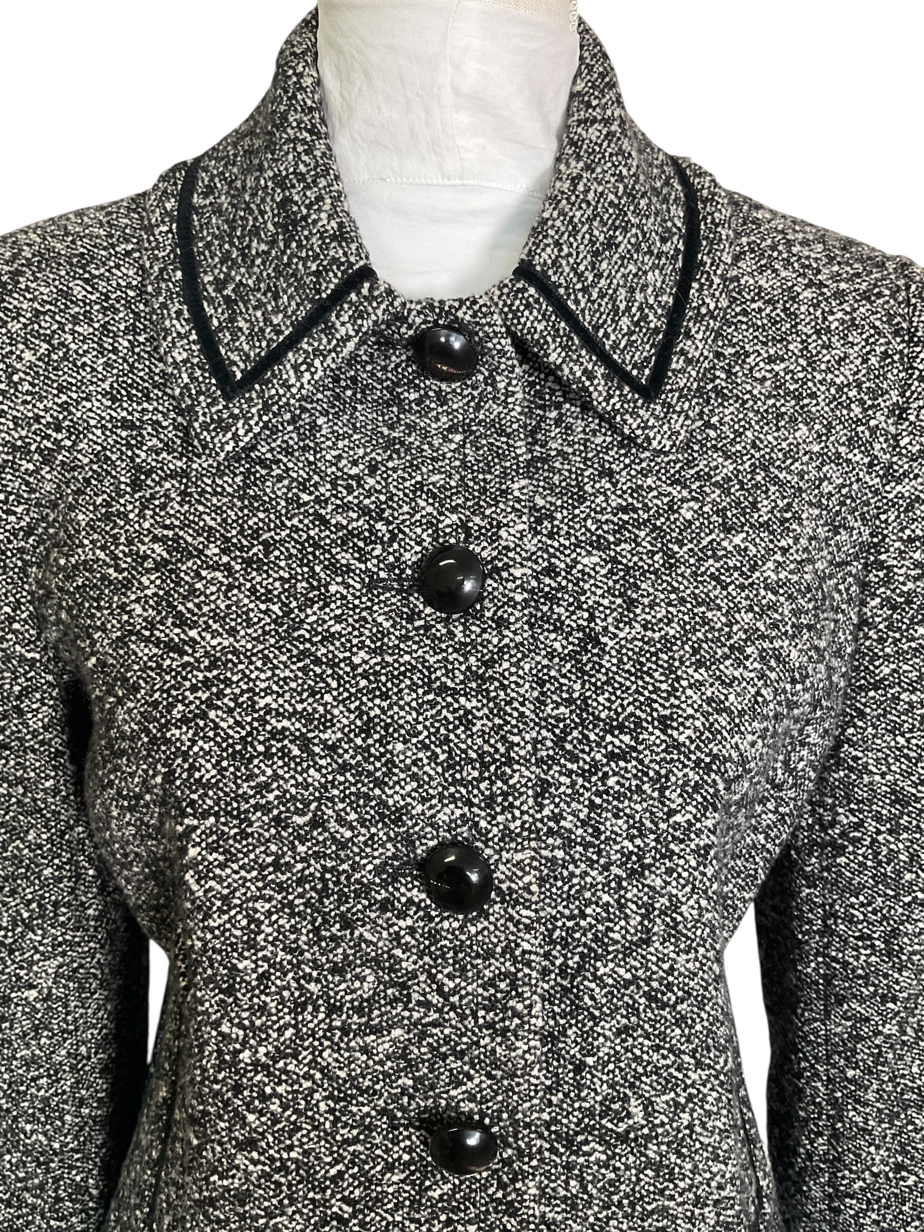 Vintage Louise Kennedy Jacket – 1990s/2000s Black & White Wool