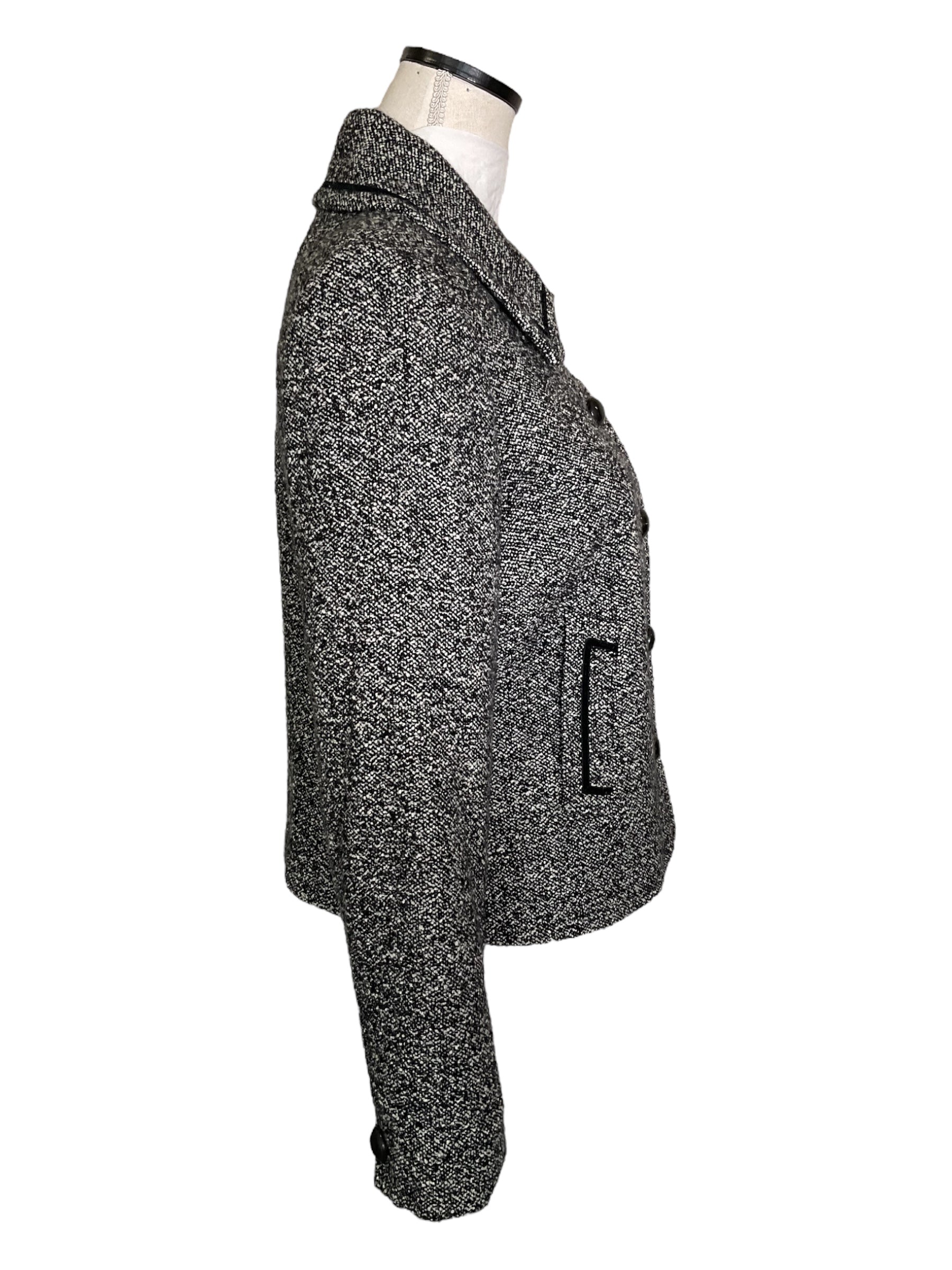 【新品未使用】Louise Classic Tweed Jacket Vintage Louise Kennedy Jacket – 1990s/2000s Black & White Wool